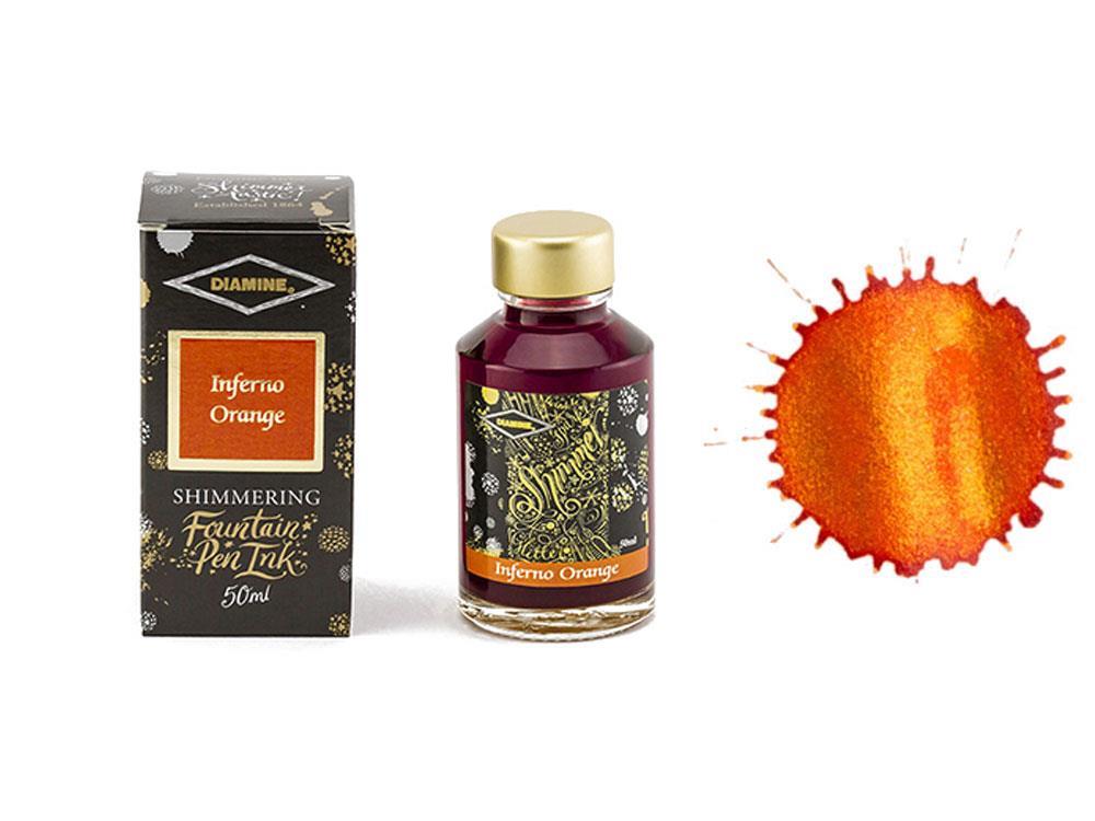 Encrier Diamine Shimmering Inferno Orange, 50ml, Verre