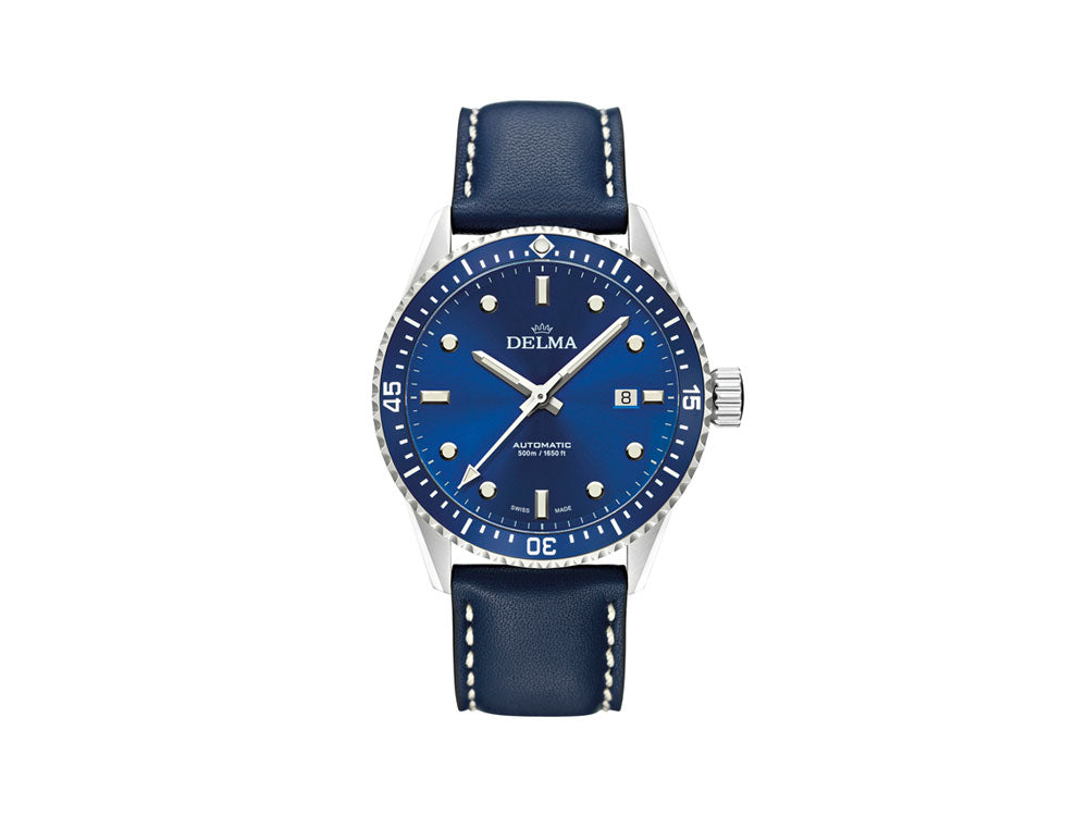 Montre Automatique Delma Diver Cayman, Bleu, 42 mm, 41601.706.6.041