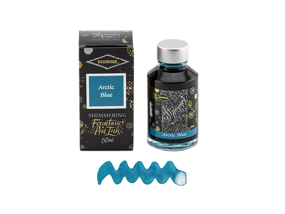 Encrier Diamine Shimmering Arctic Blue, 50ml., Verre