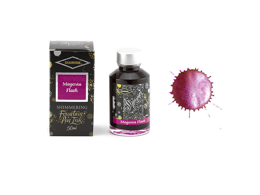 Encrier Diamine Shimmering Magenta Flash, 50ml, Verre
