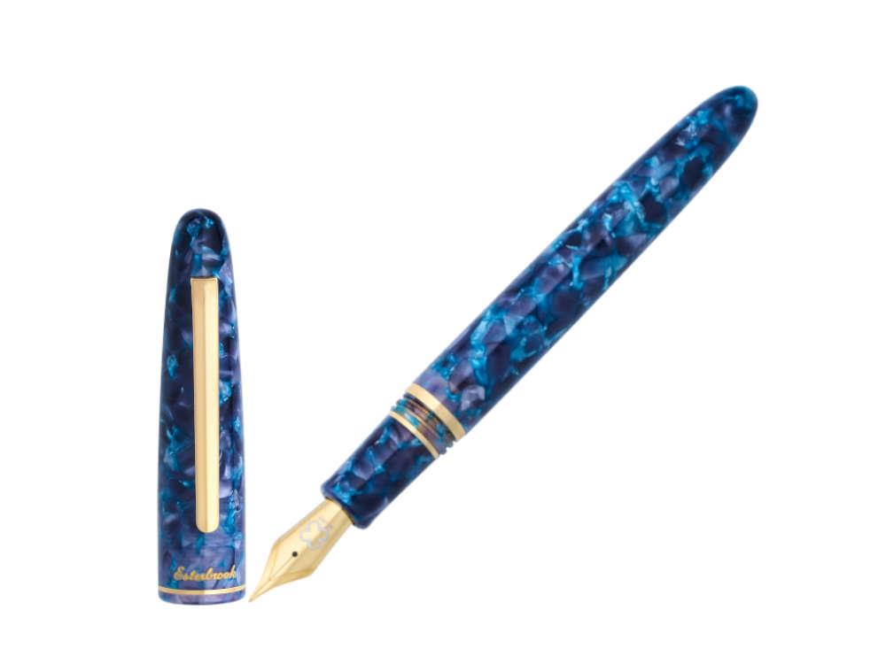 Stylo Plume Esterbrook Estie Blue Moon, Converter, Plaqué or, EBM2206
