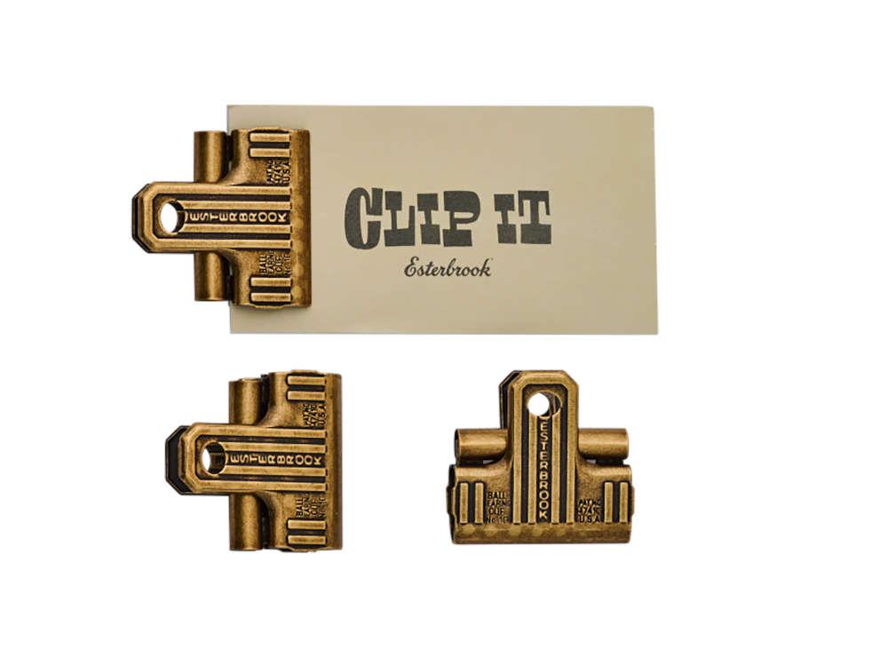 Ensemble de 3 Clips Eclipse Esterbrook Eclipse, Métal, Plaqué or, Doré, ECL-GOLD