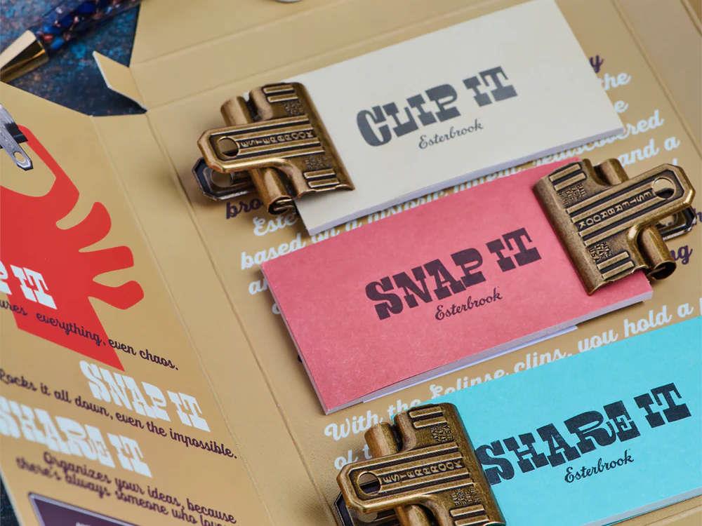 Ensemble de 3 Clips Eclipse Esterbrook Eclipse, Métal, Plaqué or, Doré, ECL-GOLD