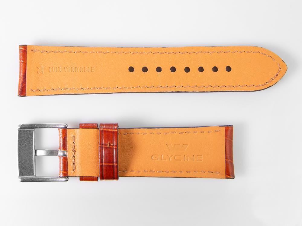 Glycine, Bracelet en cuir, 24mm, Marron, LBK7BH-24