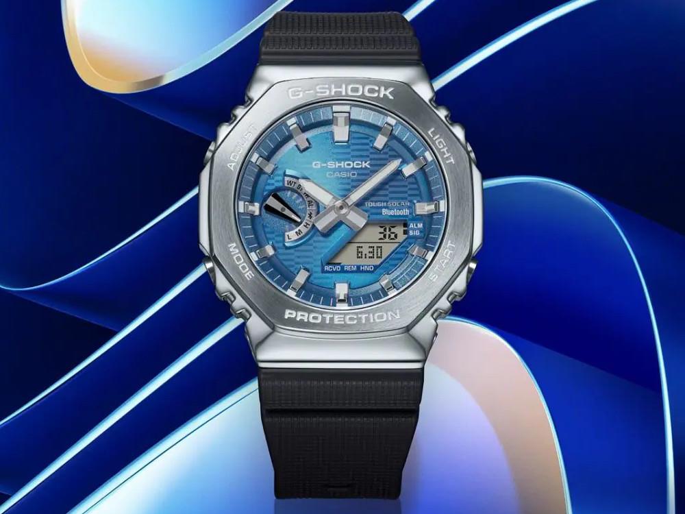 Montre à Quartz G-SHOCK Casio G-Steel, Bleu, 49.3mm × 44.4mm, GBM-2100A-2BER
