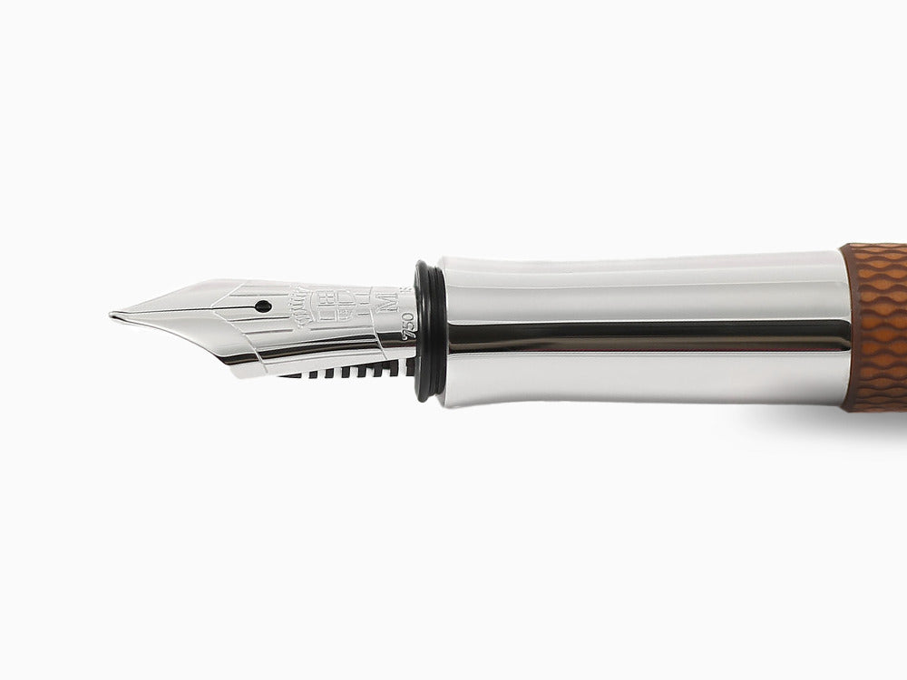Stylo Plume Graf von Faber-Castell Guilloche, Resine précieuse, Cognac