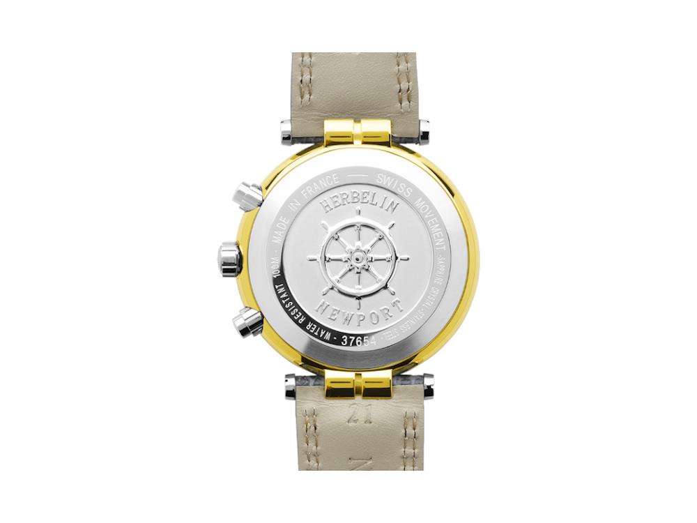 Montre à Quartz Herbelin Newport, PVD Or, Bleu, 40 mm, Chronographe, 37654T35