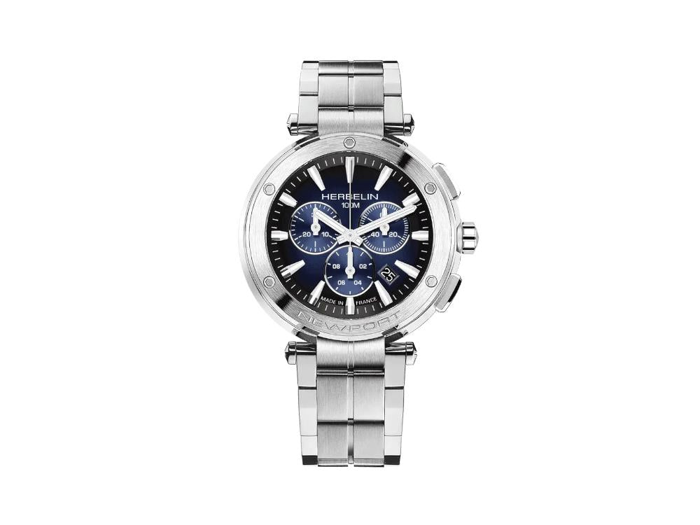 Montre à Quartz Herbelin Newport Chrono, Acier Inoxydable, Bleu, 43 mm, 37688B35