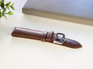Bracelet Hirsch Cuir de veau Kansas, Marron, 22 mm, L (200 mm), 01502010-2-22