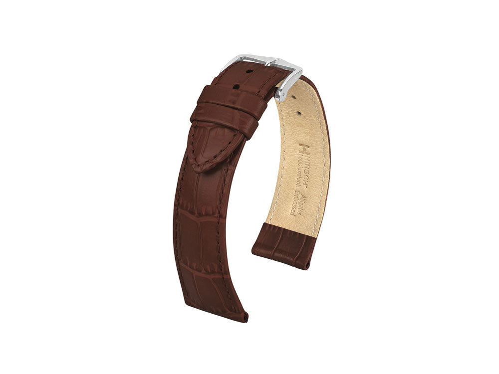 Bracelet Hirsch Cuir gaufré exotique Louisianalook, Marron, 22 mm, 03427010-2-22