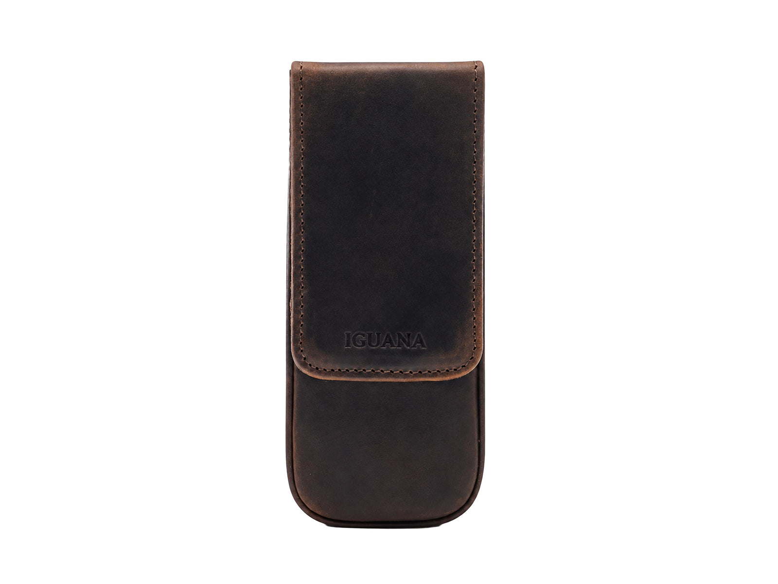 Étui à stylos Iguana Cuir Marron pour 3 articles d'écriture, PEN-CASE-BROWN-3