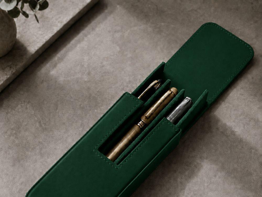 Étui à stylos Iguana Vert pour 3 exercices d'écriture, PEN-CASE-GREEN-3