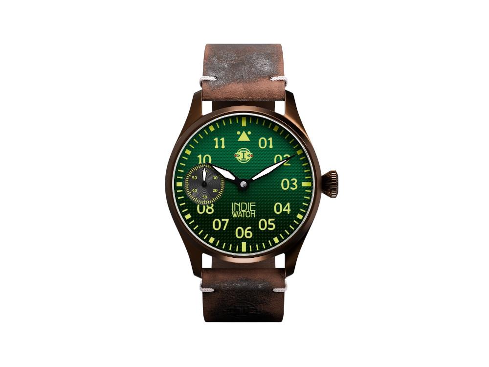 Montre Automatique Indie Watch Swell, PVD Bronze, Vert, 42 mm, 257GB