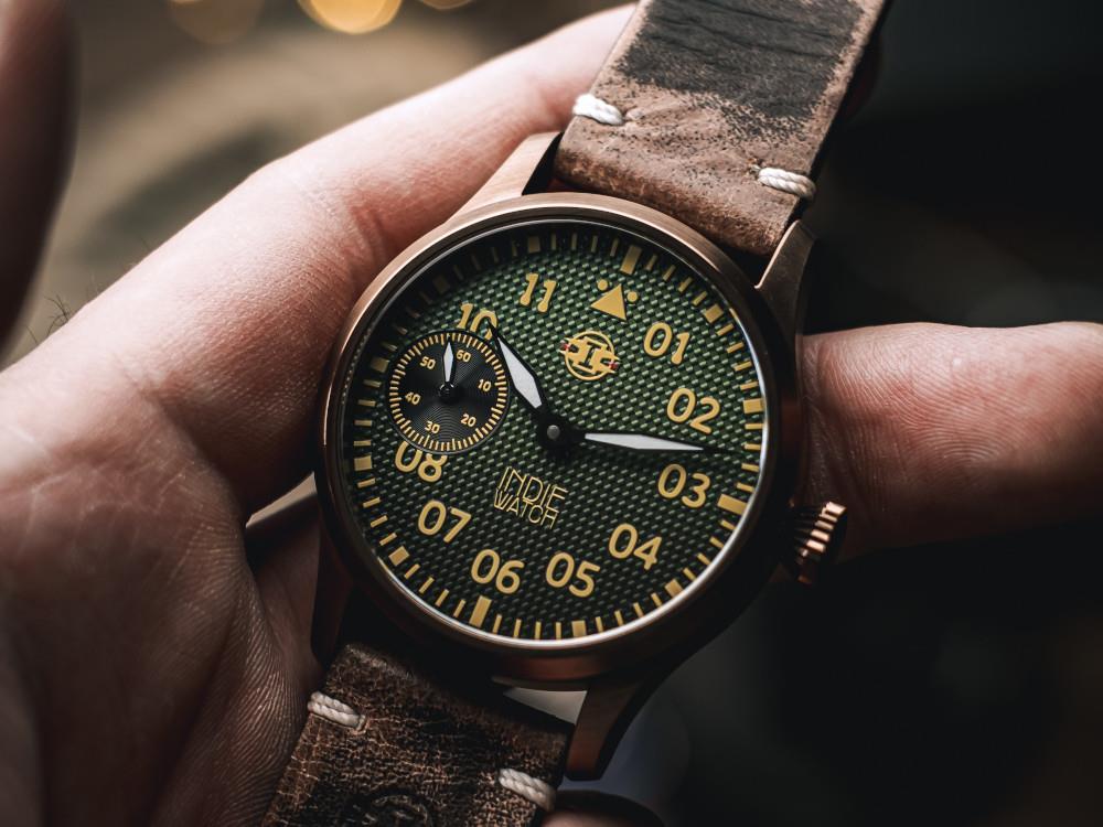 Montre Automatique Indie Watch Swell, PVD Bronze, Vert, 42 mm, 257GB