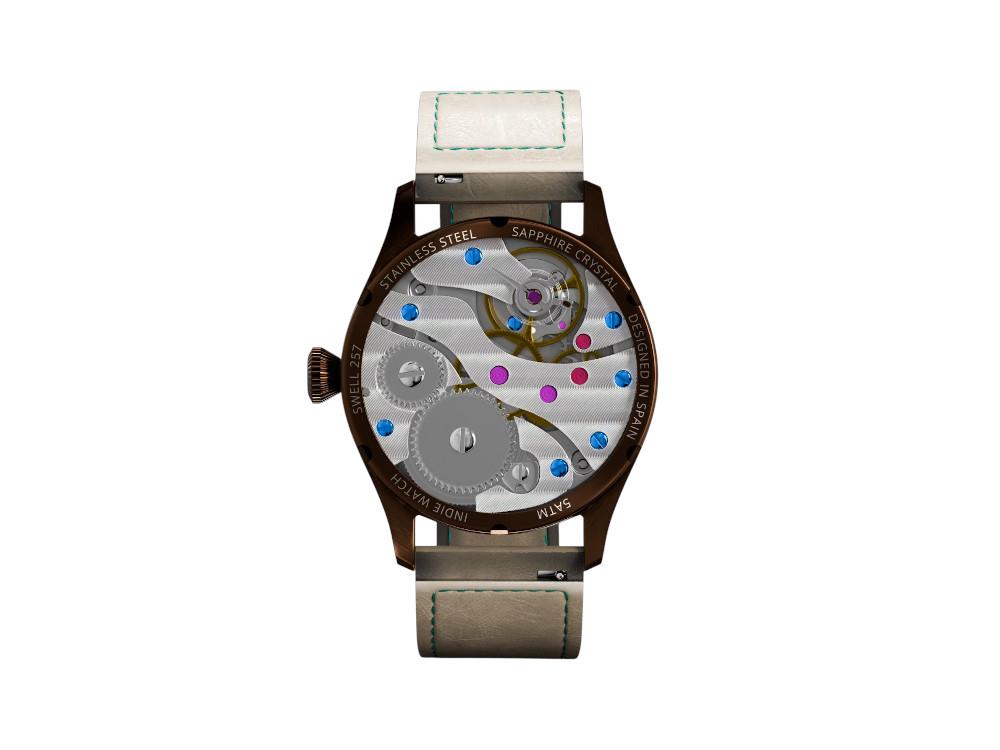 Montre Automatique Indie Watch Swell, PVD Bronze, Bleu Clair, 42 mm, 257HB