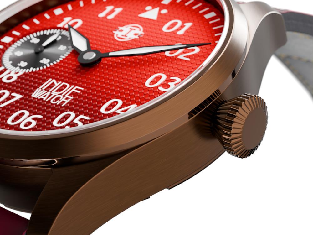 Montre Automatique Indie Watch Swell, PVD Bronze, Rouge, 42 mm, 257YB