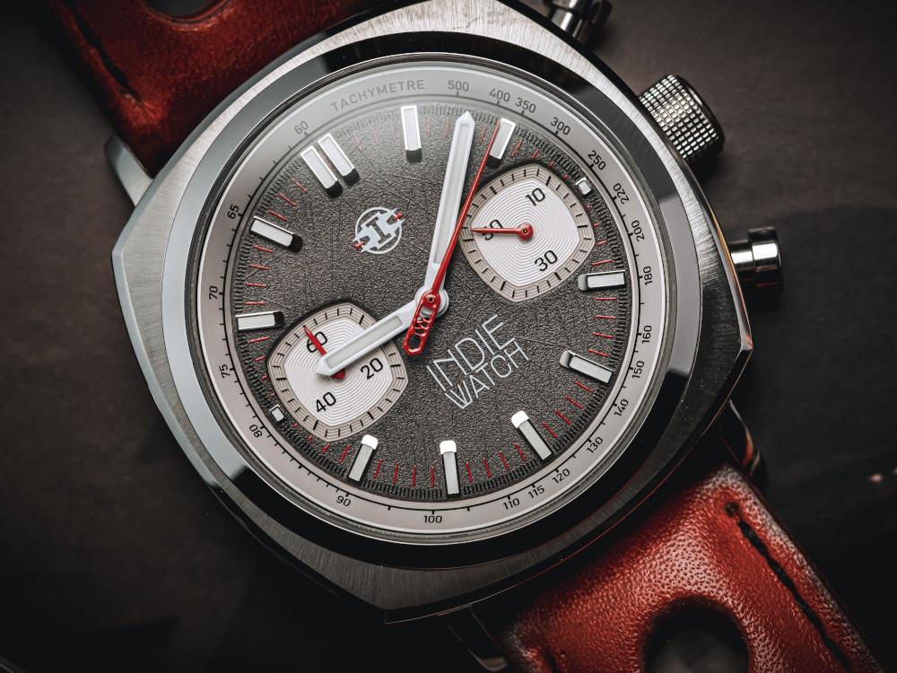 Montre à Quartz Indie Watch Strum, Anthracite, 42 mm, Chronographe, 521B