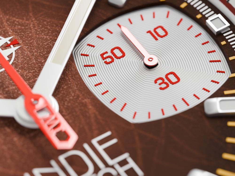Montre à Quartz Indie Watch Strum, Marron, 42 mm, Chronographe, 521S