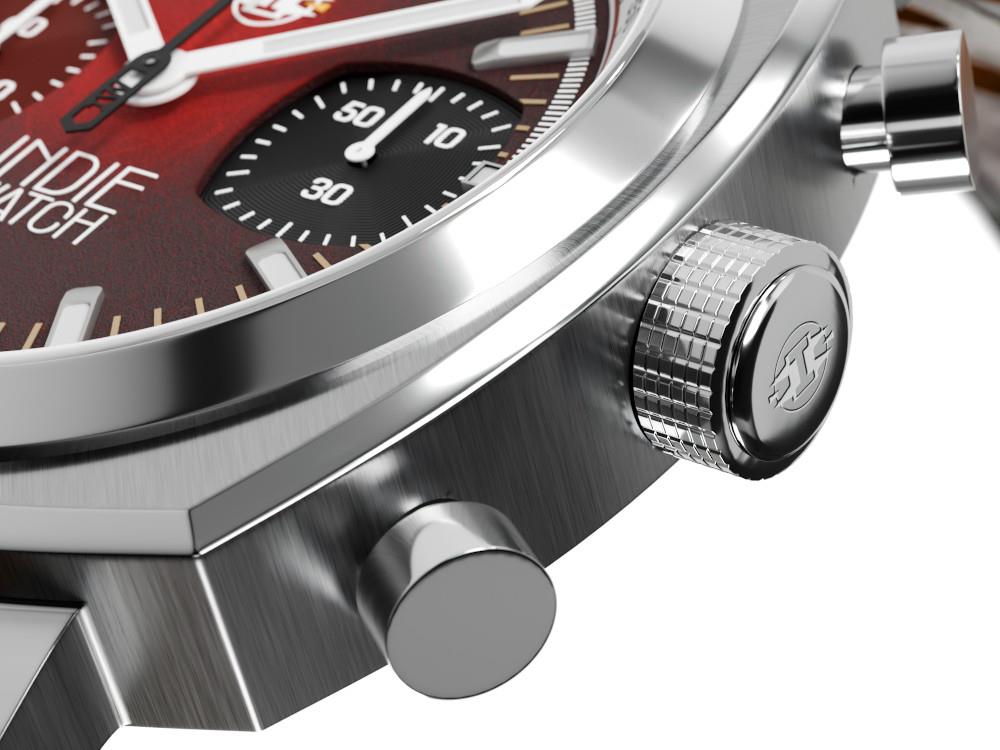 Montre à Quartz Indie Watch Strum, Rouge, 42 mm, Chronographe, 521T