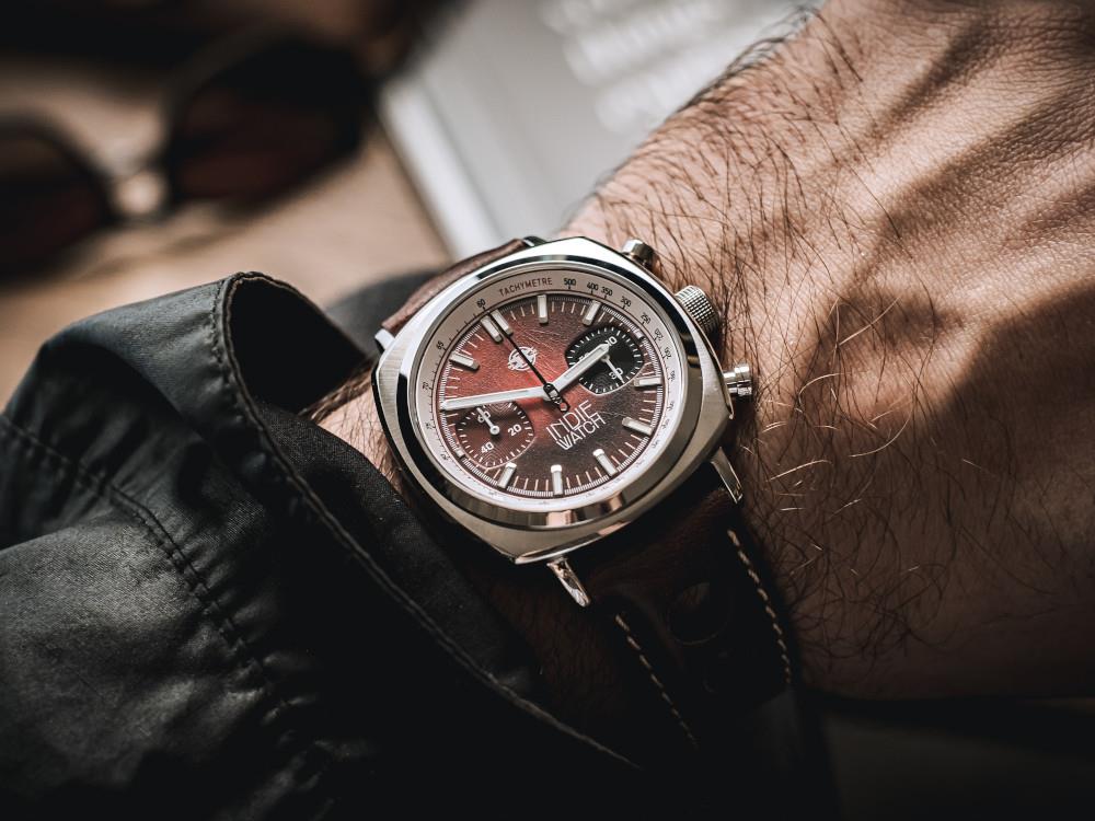 Montre à Quartz Indie Watch Strum, Rouge, 42 mm, Chronographe, 521T