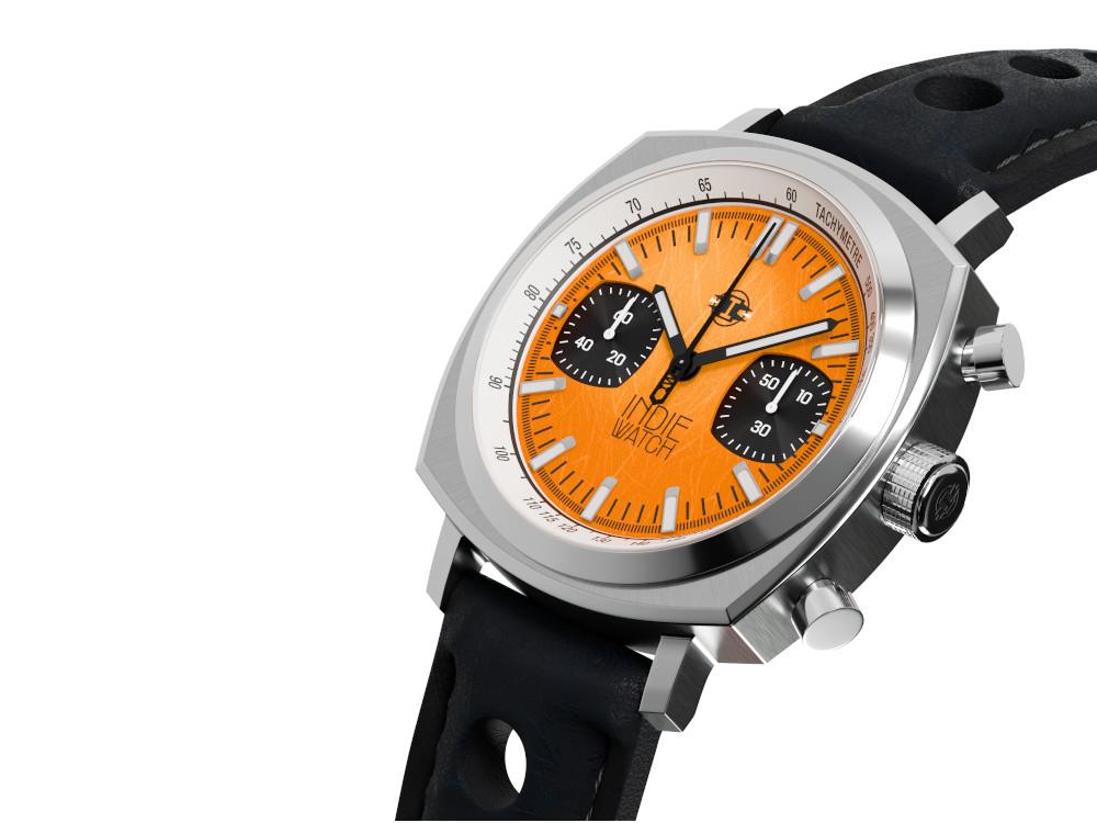 Montre à Quartz Indie Watch Strum, Orange, 42 mm, Chronographe, 521X