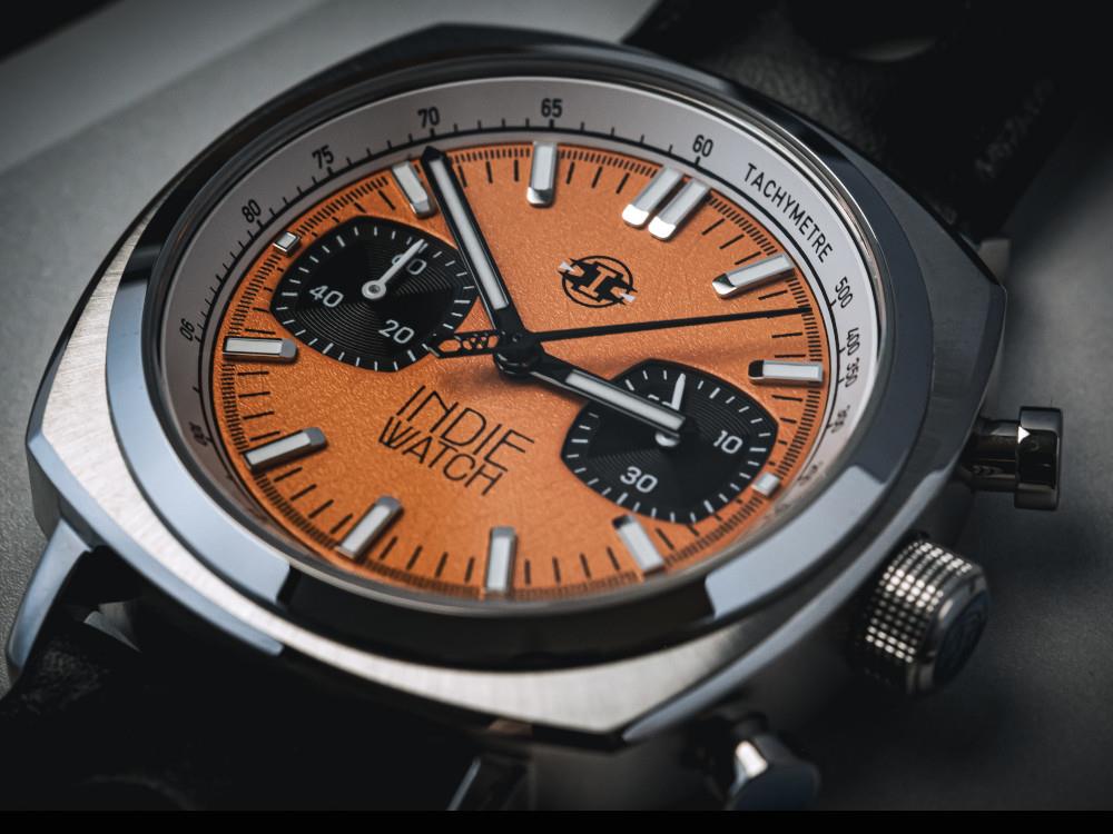 Montre à Quartz Indie Watch Strum, Orange, 42 mm, Chronographe, 521X