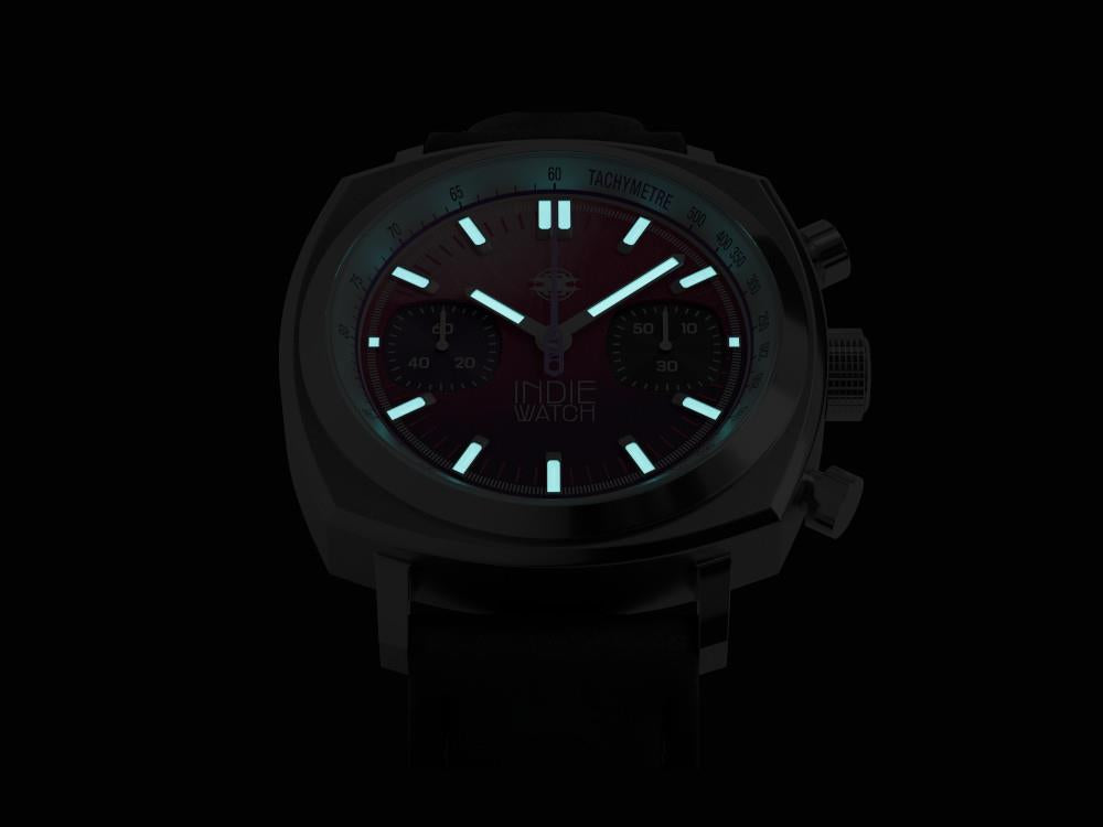 Montre à Quartz Indie Watch Strum, Rosa, 42 mm, Chronographe, 521Z