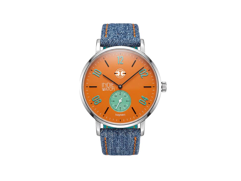 Montre à Quartz Indie Watch Kayseri, Acier Inoxydable 316L, Orange, 38 mm, 76H