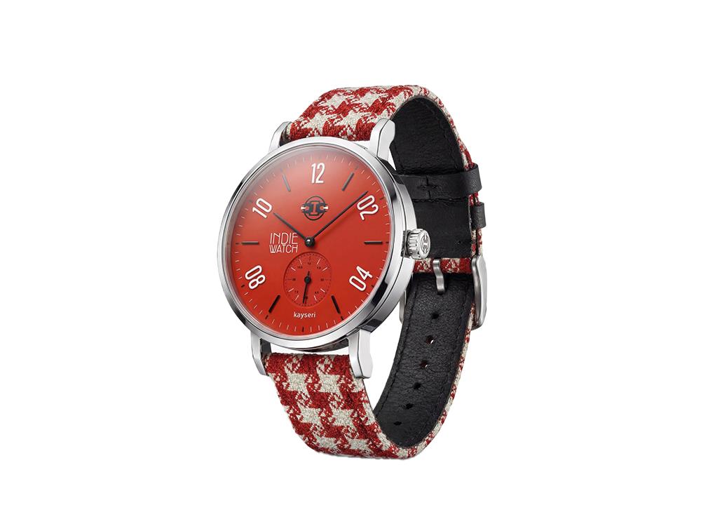 Montre à Quartz Indie Watch Kayseri, Acier Inoxydable 316L, Rouge, 38 mm, 76Q