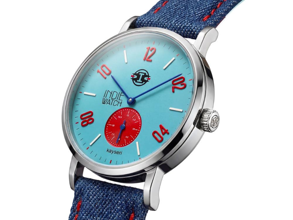 Montre à Quartz Indie Watch Kayseri, Acier Inoxydable 316L, Bleu Clair, 76Y