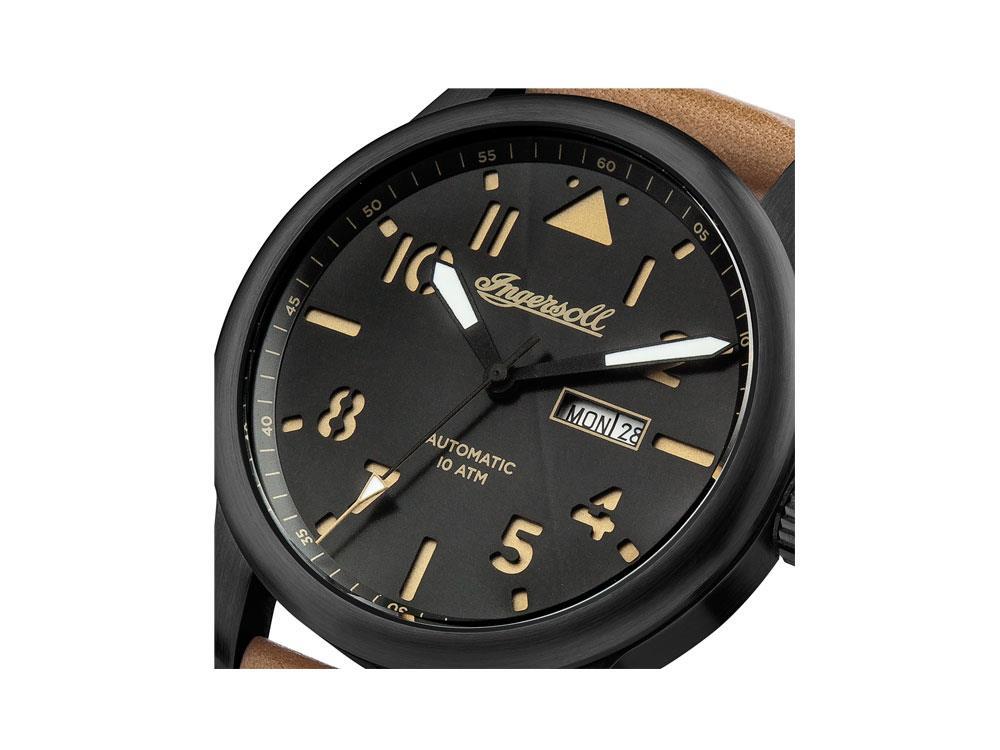 Montre Automatique Ingersoll Hatton, PVD, 47mm, Noir, Jour et Date, I01302