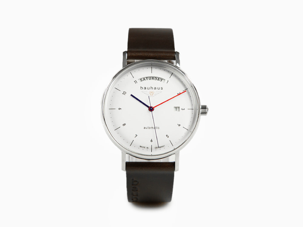 Montre Automatique Bauhaus, Blanc, 41 mm, Jour et Date, 2162-1