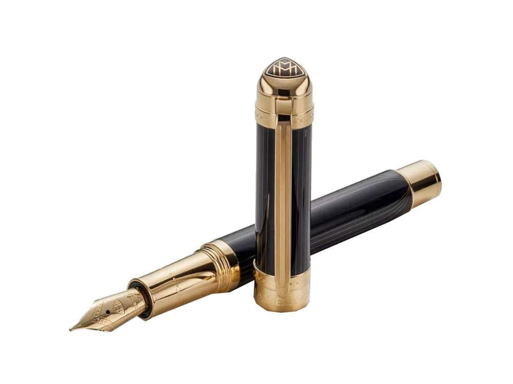 Stylo Plume Maybach The Peak I Lustrous Midnight, Bois, Plaqué or, Noir