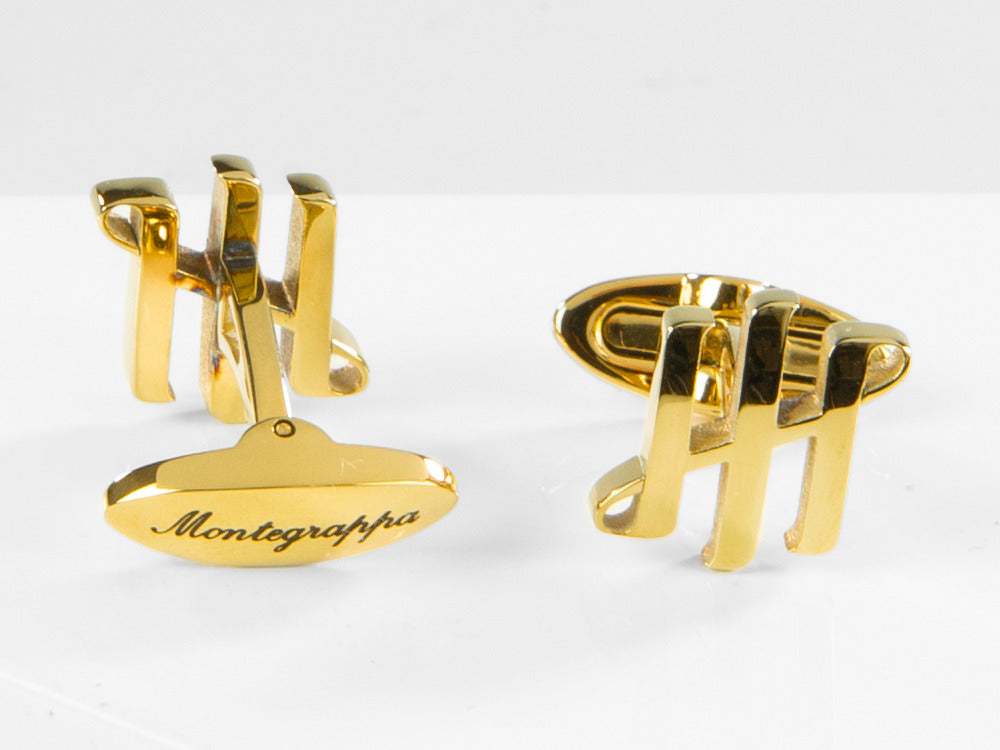 Boutons de Manchette Montegrappa Ambigram, Acier, IP Yellow Gold, IDA2CLY0