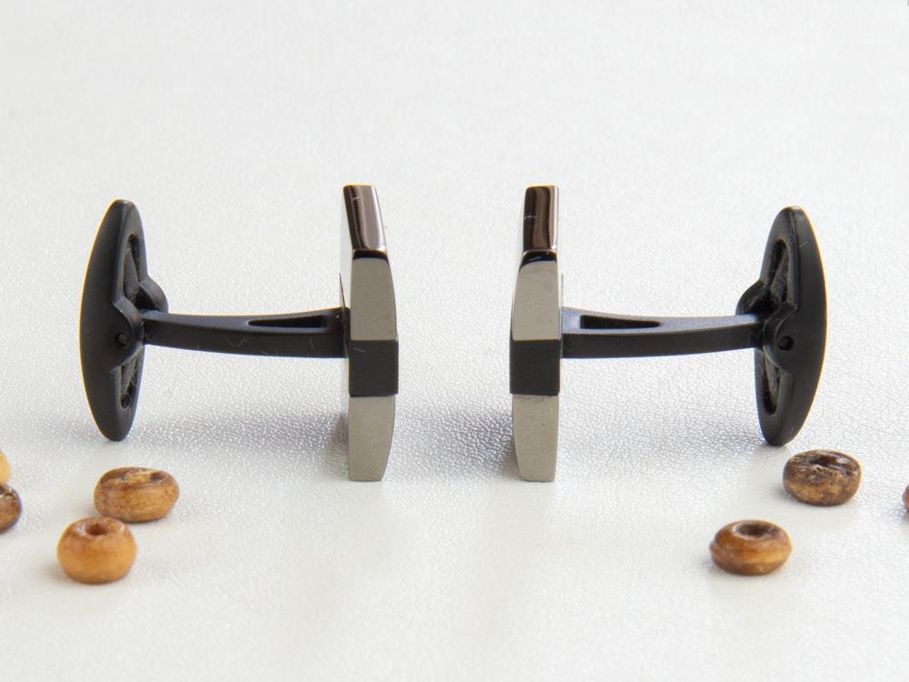 Boutons de Manchette Montegrappa Quadro, Acier inoxidable. IP Gun Metal