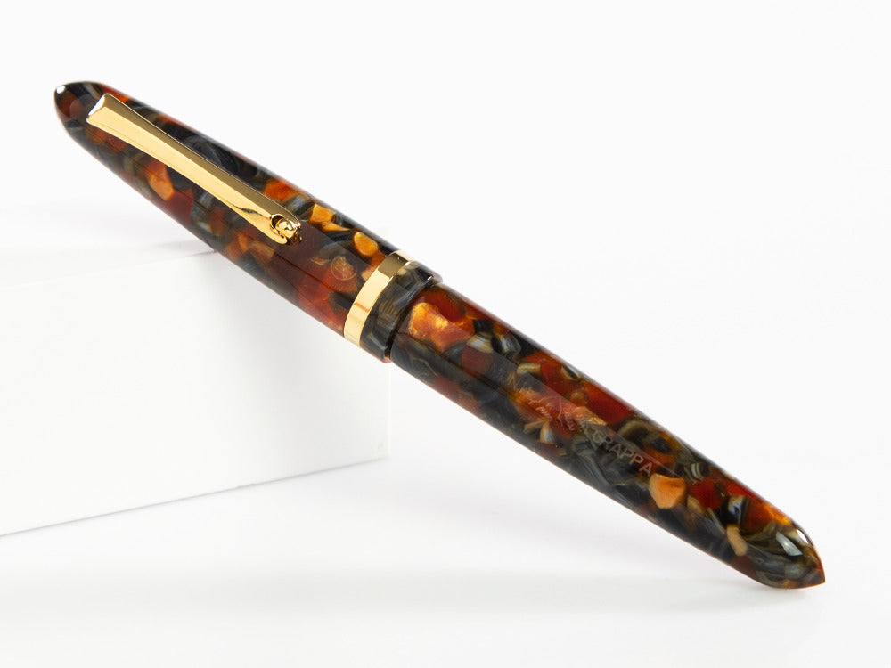 Roller Montegrappa Venetia Plume Agate, Orange, Plaqué or, ISVENRAJ