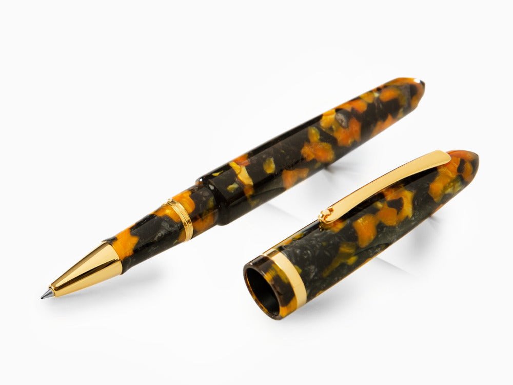 Roller Montegrappa Venetia Havana Amber, Ambre, Plaqué or, ISVENRAO