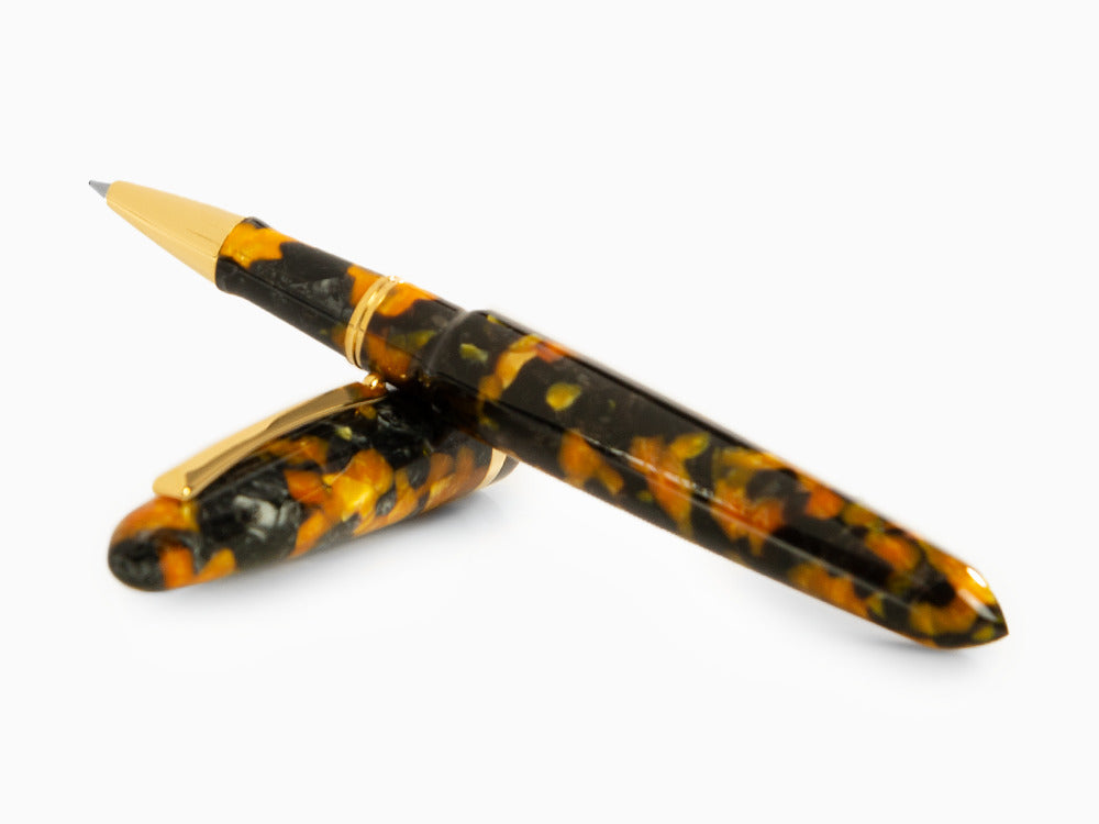Roller Montegrappa Venetia Havana Amber, Ambre, Plaqué or, ISVENRAO