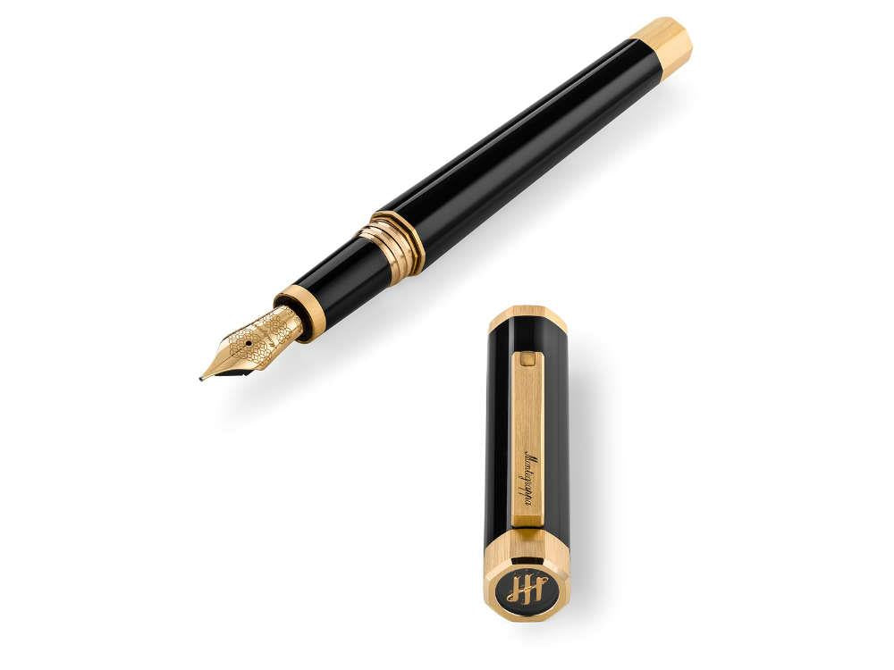 Stylo Plume Montegrappa Otto, Noir, Plaqué or, ISZ8I-8Y