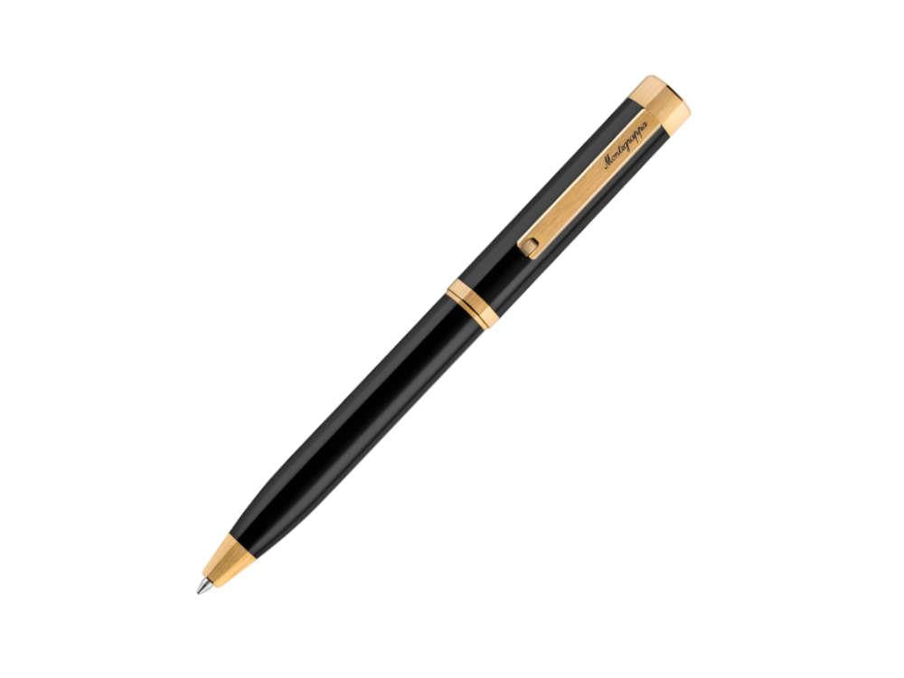Stylo bille Montegrappa Otto, Résine Acrilique, Noir, Plaqué or, ISZ8IBIY