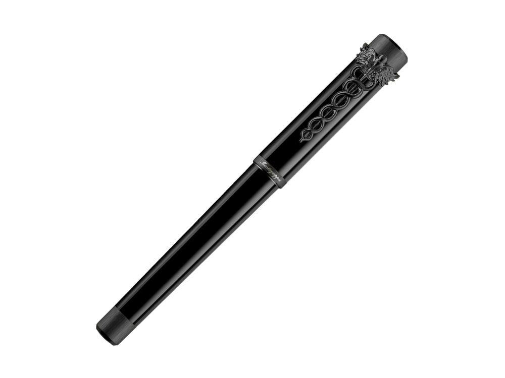 Stylo Plume Montegrappa Zero Zodiac Caduceus Ultra-Black en Acier