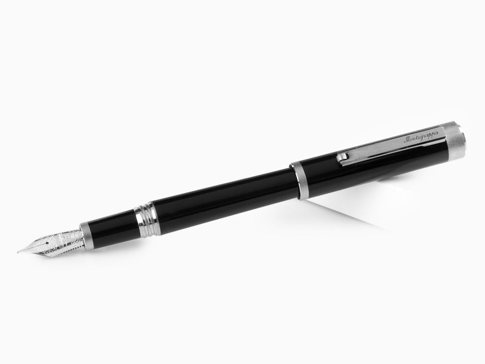 Stylo Plume Montegrappa Zero, Noire, Palladium IP, Or 14K, ISZEI-4P
