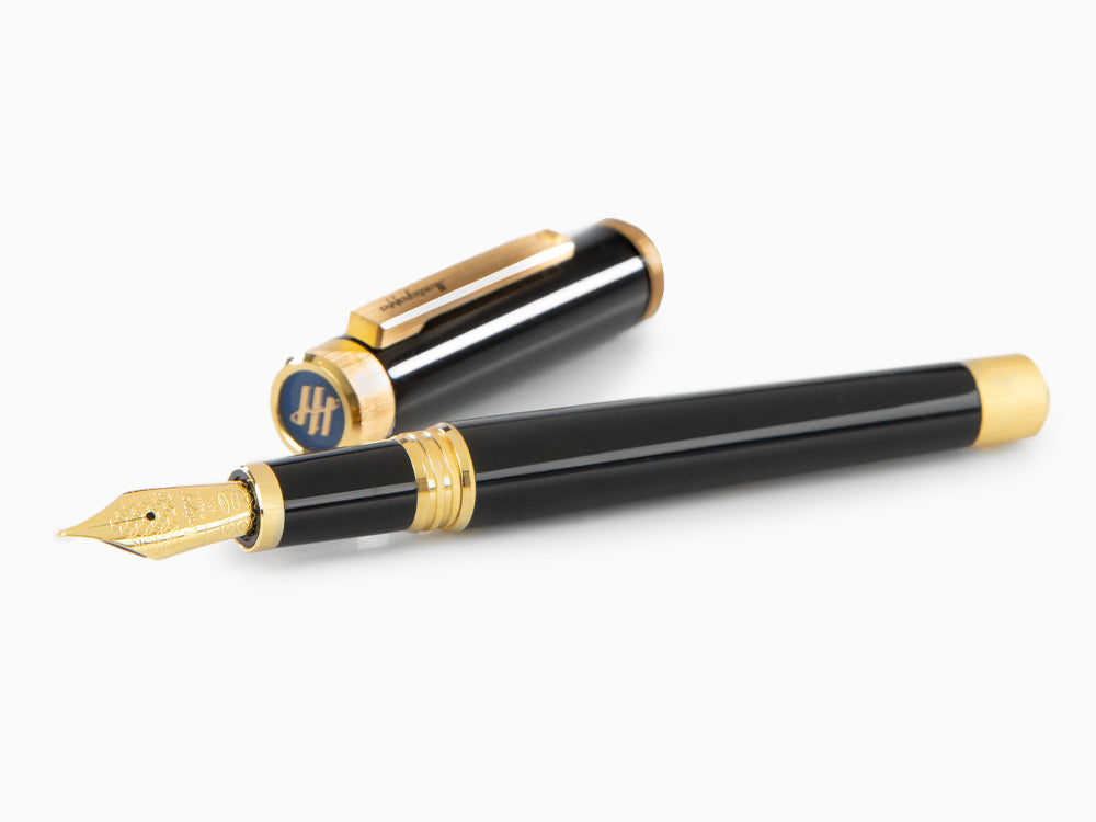 Stylo Plume Montegrappa Zero, Résine Noire, Ornements d'or, ISZEI-4Y
