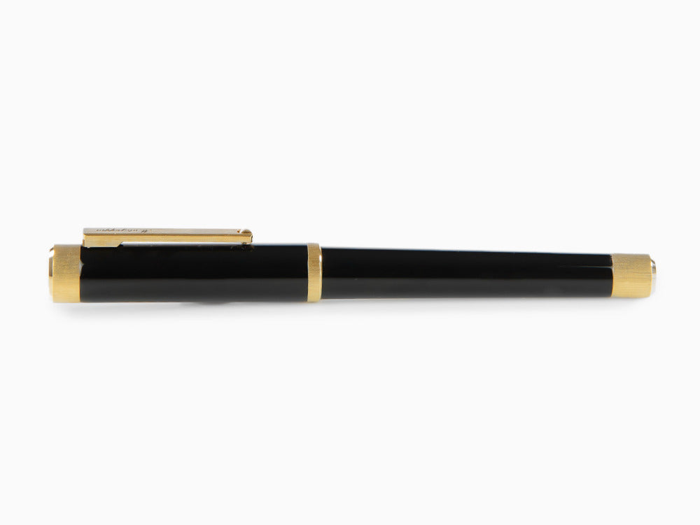 Stylo Plume Montegrappa Zero, Résine Noire, Ornements d'or, ISZEI-4Y