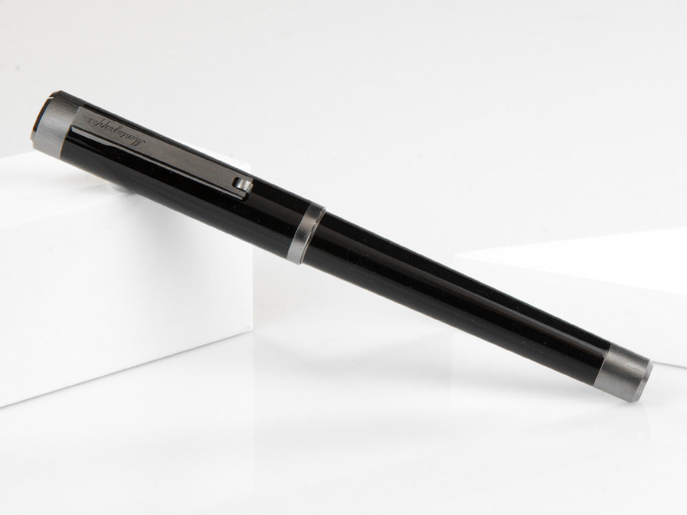 Stylo Plume Montegrappa Zero, Noire, Argenttraité, Ruthenium, ISZET-BL