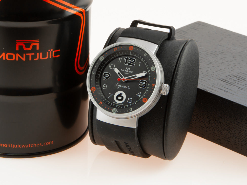 Montre à Quartz Montjuic Standard, Acier Inoxydable, Noir, 43 mm, MJ1.0101.S