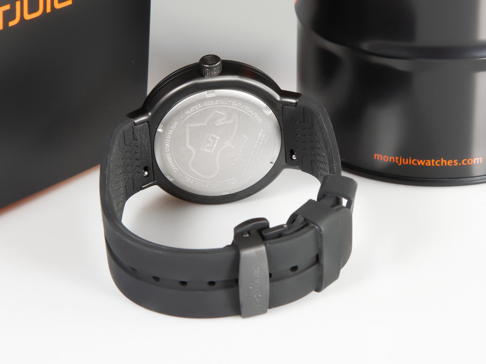 Montre à Quartz Montjuic Standard, Acier Inoxydable, Noir, 43 mm, MJ1.0102.B