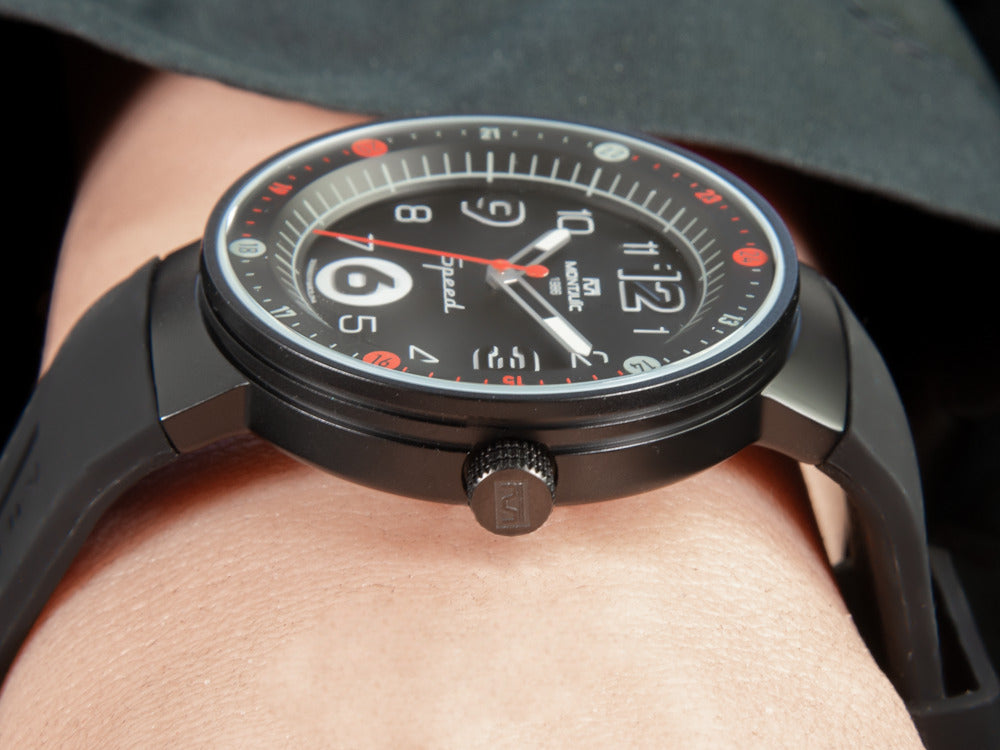 Montre à Quartz Montjuic Standard, Acier Inoxydable, Noir, 43 mm, MJ1.0102.B