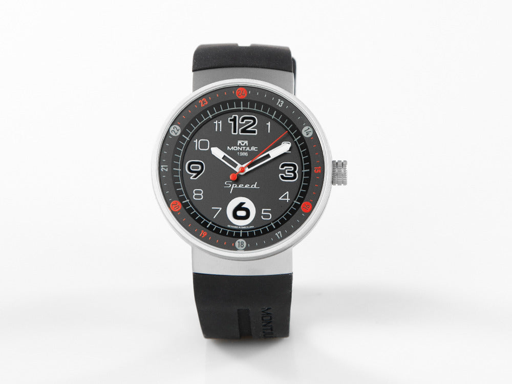 Montre à Quartz Montjuic Standard SS, Acier Inoxydable, Noir, 43 mm, MJ1.0102.S