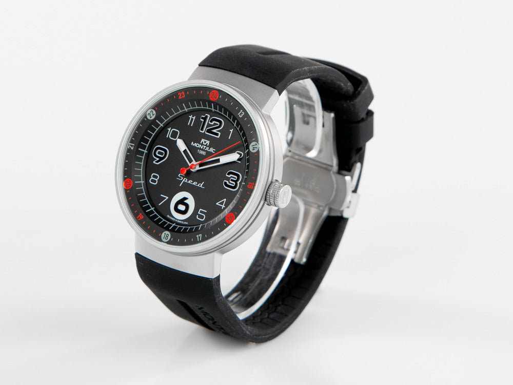 Montre à Quartz Montjuic Standard SS, Acier Inoxydable, Noir, 43 mm, MJ1.0102.S